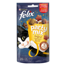 Τραγανό σνακ για γάτες με κοτόπουλο, συκώτι και γαλοπούλα - Felix Party Mix Original 60g